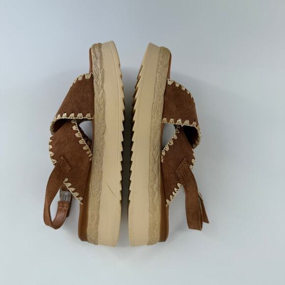 Fabio Maggenti Women Platform Sandal Leather Stitch Espadrille Italy Resort Sz 6 - Picture 5 of 7